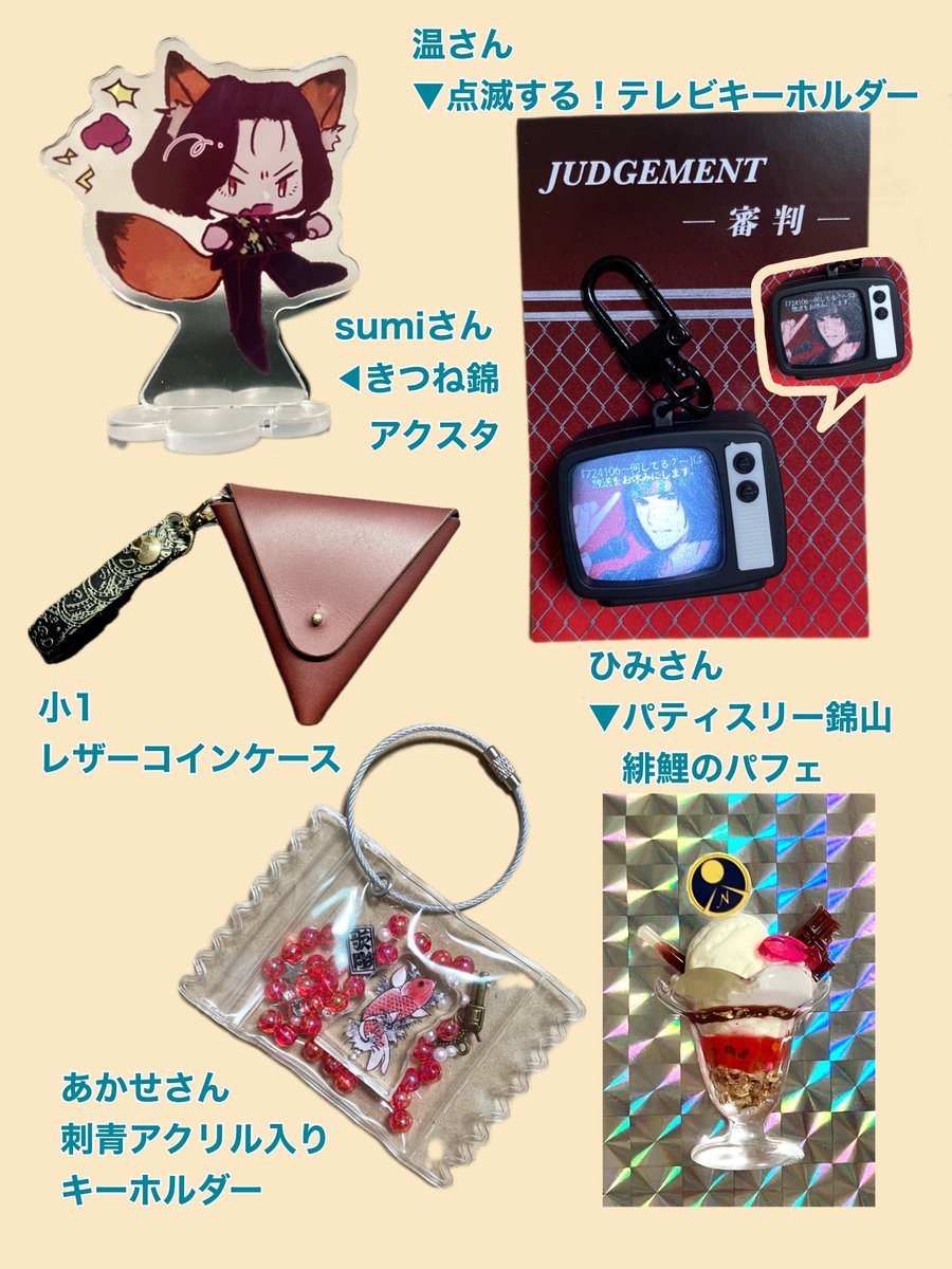 1種類のグッズを作ると8種類の錦確定グッズがもらえる錦くじの成果です(2025年版)