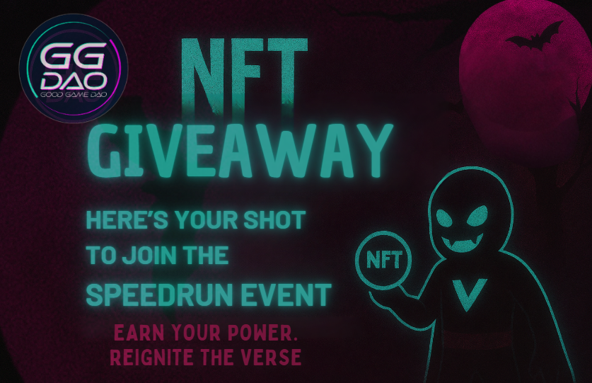 ggdao_nft's tweet photo. ⚡ NFT GIVEAWAY ALERT!

GG DAO is giving away 5 NFTs so YOU can join the Halloween Speedrun Competition! 👾

Just:
 👉Follow
❤️ Like
💬 Comment
🔁 Repost

👀Discord?

#GGDAO #Giveaway #NFT #Web3  #Web3Gaming #HalloweenEvent https://t.co/cleuB2fGAV