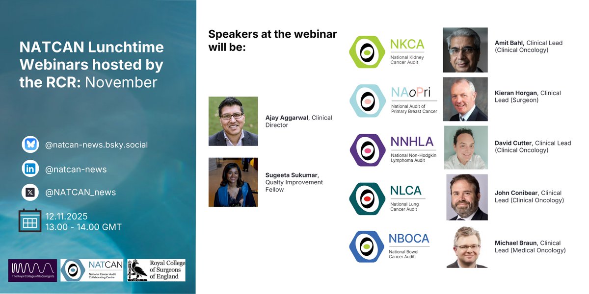 🎓 Join the NATCAN Lunchtime Webinars hosted by <a href="/RCRadiologists/">The Royal College of Radiologists</a> to see how national cancer audits can help drive local quality improvement!

📅 17 Oct (12.30–1.30) 
📅 12 Nov (1–2) 
📍 Online (RCR members) 
📺 Recordings available after
🔗 bit.ly/3IUAj3t