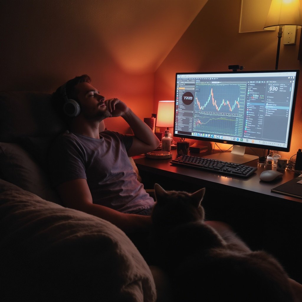 savagegret's tweet image. Some nights it’s not about chasing profits or productivity. It’s about sitting back, music on, chart open, cat nearby - and realizing you’re still here, still building, still dreaming. 🌙💻🐾 #CryptoLife