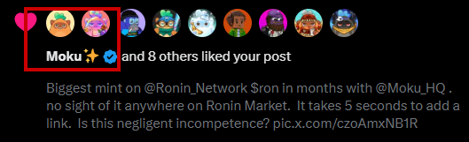 Even Moku doesn't know why their mint isn't on Ronin Market?  Who is even working at Sky Mavis?  100 million in $ron tokens earmarked for SM through February 2028, and they can't add a fucking link?  We went from shipping to being asleep at the wheel.