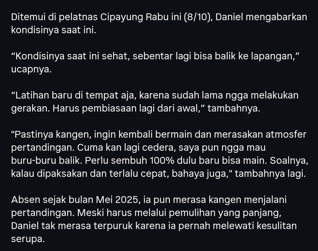 HWAAAA so happy hearing his recovery progress!! slow but sure ya niel gpp mulai dari nol lg yg penting bisa pulih 100% n i'll wait you comeback on court again 🥹🫂