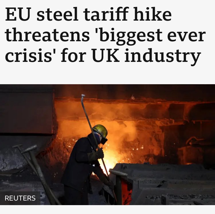 LibDemDavid's tweet image. The EU’s steel tariffs are a stark reminder of the damage Brexit and those who pushed it have done to Wales.

Labour must secure a deal with the EU now to protect remaining Welsh jobs.

The Liberal Democrats will keep fighting for a new UK–EU customs union.
