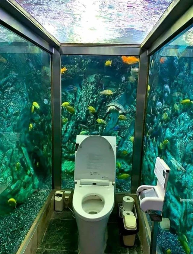 A bathroom with a view in a Japanese restaurant.