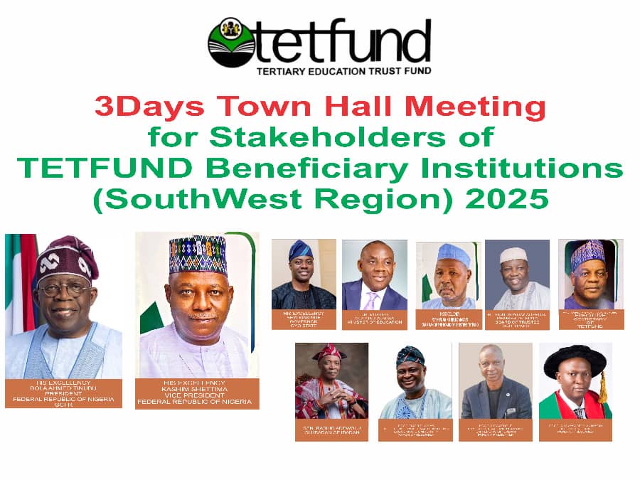 studentsunionui's tweet photo. Yesterday, The University of Ibadan Students’ Union Executive, ably led by @visionarykoveh and other well-meaning student leaders were at the 3-Day Town Hall Meeting for Stakeholders of TETFund Beneficiary Institutions (Southwest Region) 2025.

 The event provided a vital platform for engagement between key education stakeholders and student representatives, fostering discussions on improved tertiary education funding, infrastructure, and innovation across Nigerian institutions.