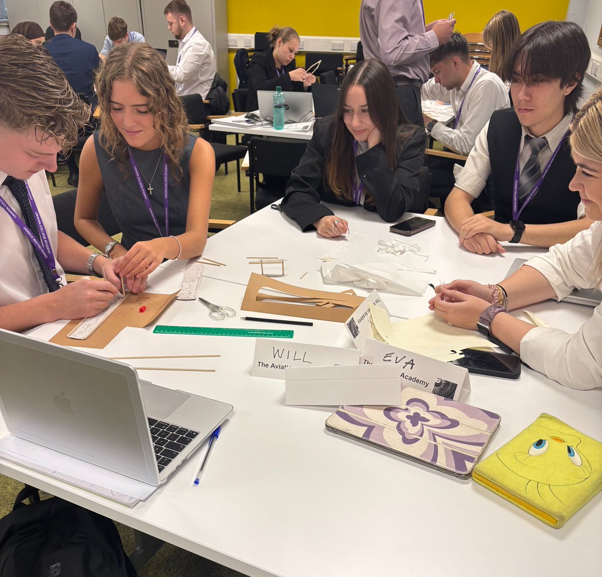 cravenaviation's tweet photo. ✈️Our Level 4 FdSc Aviation Management &amp; Operations with Pilot Studies students took flight into aviation history with a spotlight on the Wright Brothers!🛩️ Hands-on fun + teamwork = creative Wright Flyer builds and big laughs!👏
#AviationHistory #WrightBrothers #universityofhull https://t.co/jMoypyCMB6