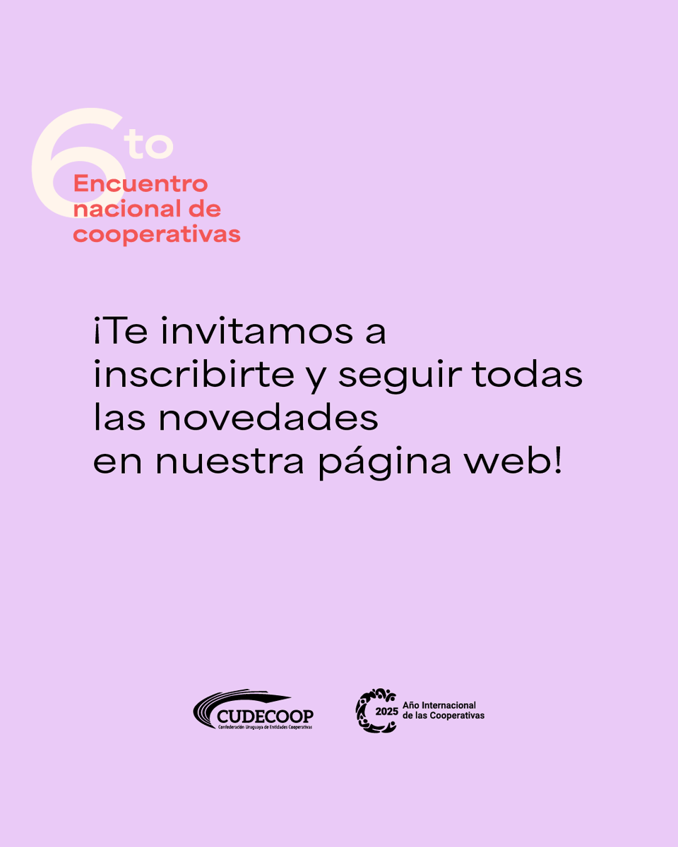 Cudecoop_uy's tweet image. #EncuentroCooperativo2025 Las inscripciones ya están abiertas ‼
Nos encontramos los días 5, 6 y 7 de noviembre en la Intendencia de Montevideo Intendencia de Montevideo

👉🏼 ¡Tu participación es clave! Conocé más cudecoop.coop/6toencuentro/ 

#IYC2025 #2025añocoop #cooperativas #coop