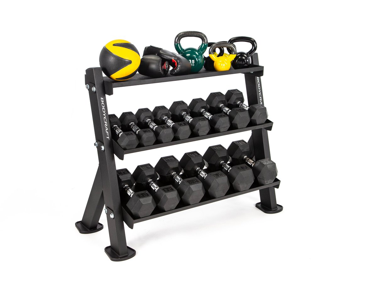 BodycraftFit's tweet photo. The humble dumbbell rack: The unsung hero of every gym. It's the silent foundation that keeps your space organized and your workouts safe. Don't underestimate the power of a clean, structured space to help you focus and get the most out of your training. https://t.co/QmRLb1YnMo