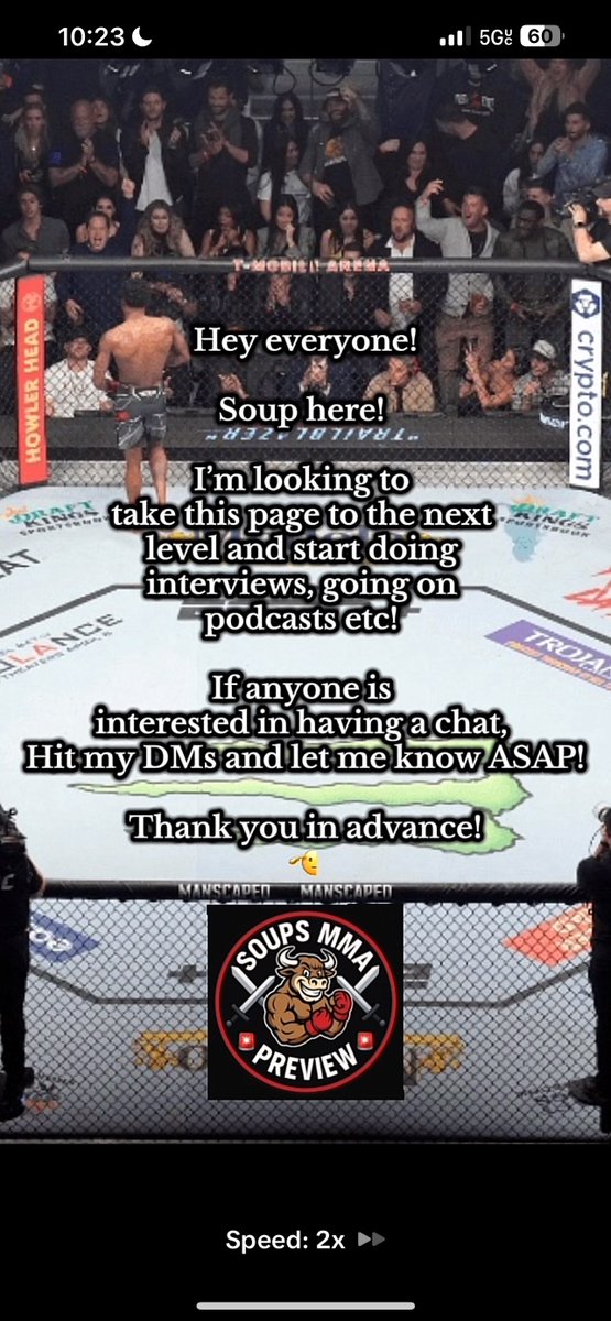 SoupsMMAPreview's tweet photo. . I really want to take it to the next level and start interviewing fighters and going on podcast to have fun discussions with people in the MMA scene! Reach out to me on any of my socials and we can talk about putting something together! #ufcpodcast #ufc #ufcinterview https://t.co/osvQsc1gjz