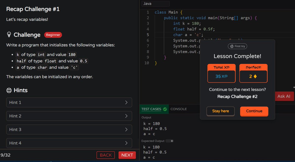 MoniTechCodes's tweet image. Day 65
Crushing Java basics 💻
Booleans ✅ Strings ✅ Data types ✅
From true/false to Hello World
#100DaysOfCode #Java #CodingJourney #30NitesOfCode
codedex.io/community/30-n…
