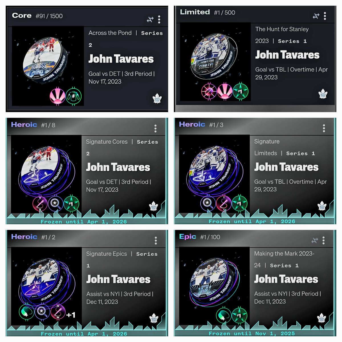 🚨 🏒 🔥  
I am pumped to land this beauty in a trade today!
My guy, <a href="/MapleLeafs/">Toronto Maple Leafs</a> Superstar <a href="/91Tavares/">John Tavares</a> Epic Making The Mark 2023-24 JERSEY MATCH serial #91/100
I ❤️ 😍 ❤️ it! Fits very nicely into the JT collection
Big thanks to fellow
<a href="/NHLBreakaway/">NHL Breakaway</a> collector <a href="/DetStylePizza/">DetroitStylePizza</a> 
🍻🤝