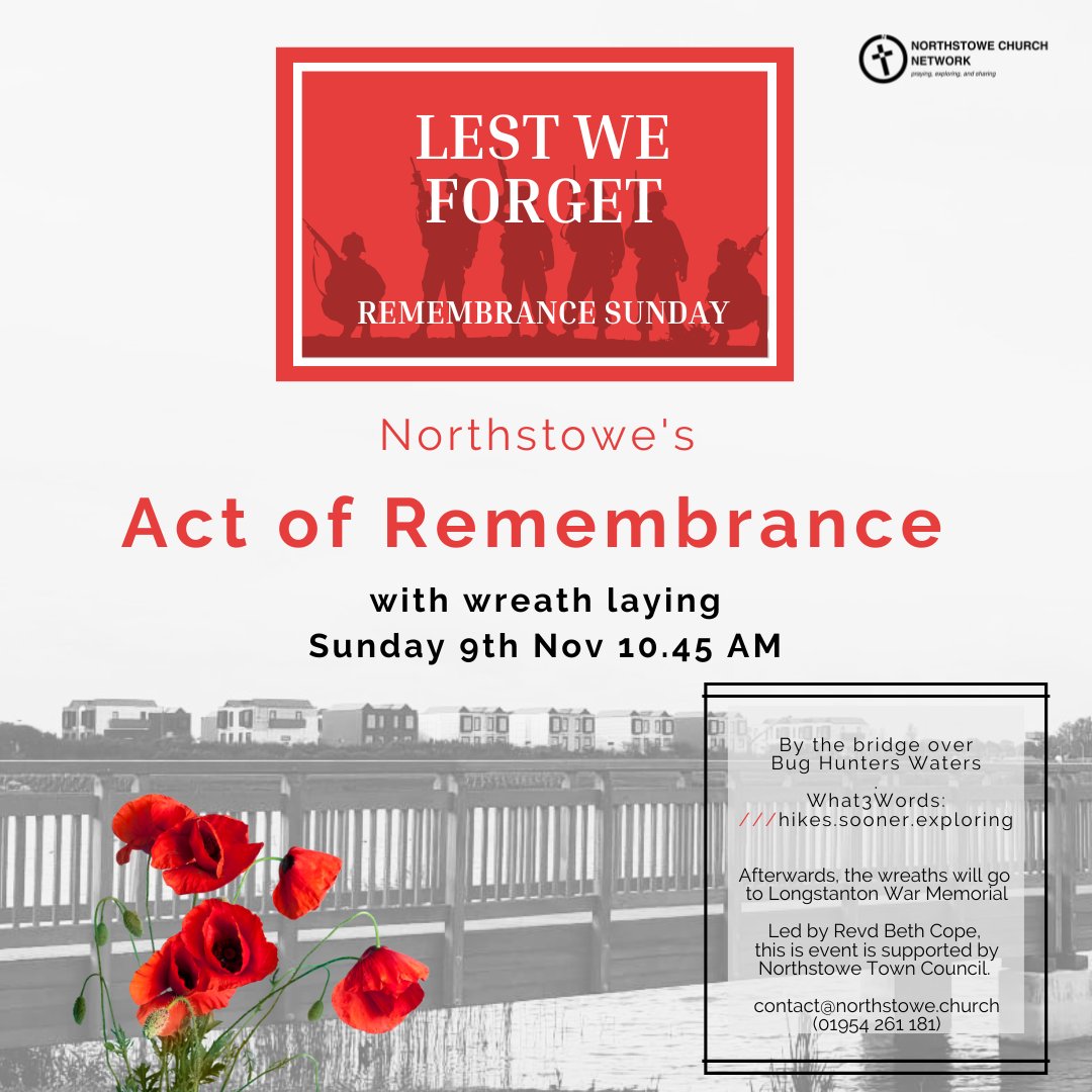 Northstowe Act of Remembrance Sunday 9th of November 10.45am Bug Hunters Waters.