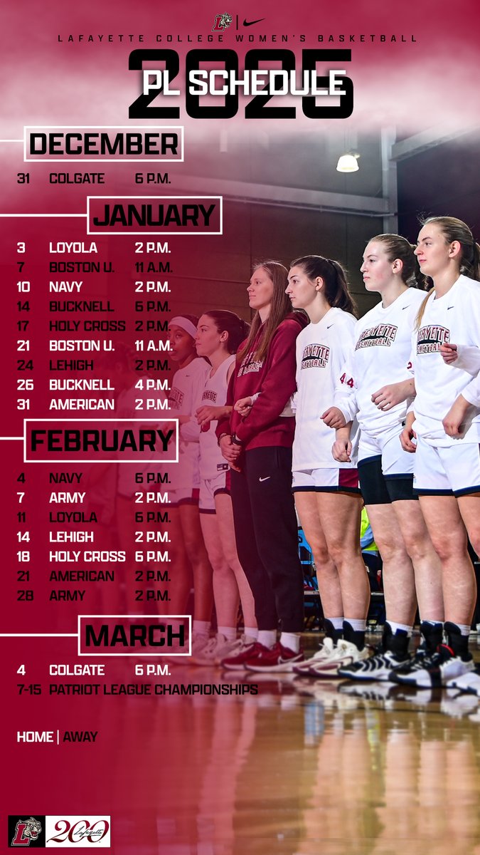 LafayetteWBB's tweet photo. Circle the dates, it's GO time 🗓️🏀

Our 2025-26 @PatriotLeague slate has arrived!

📰| https://t.co/wYOqdtxLTx

#RollPards | #ClimbTheHill 
#LafayetteCollege200 | @GoLeopards https://t.co/wZLNwobZ9S