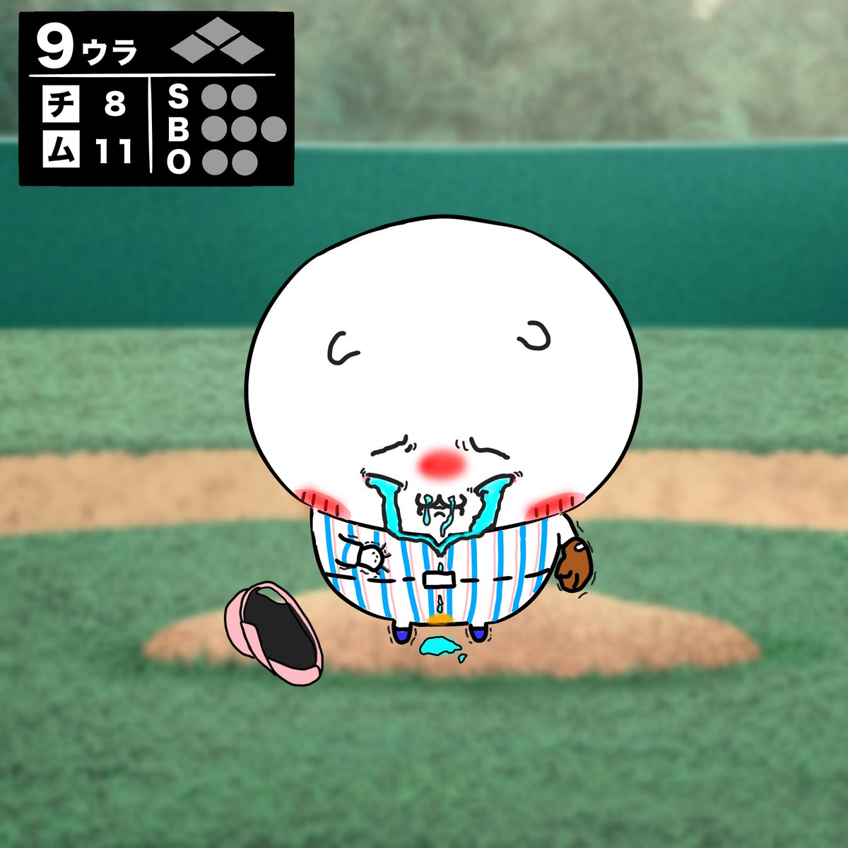 Tachanka09's tweet photo. 9回裏、8点差のリードを守る為登板したクローザー“Chiikawa” https://t.co/sWhNB5fJRk