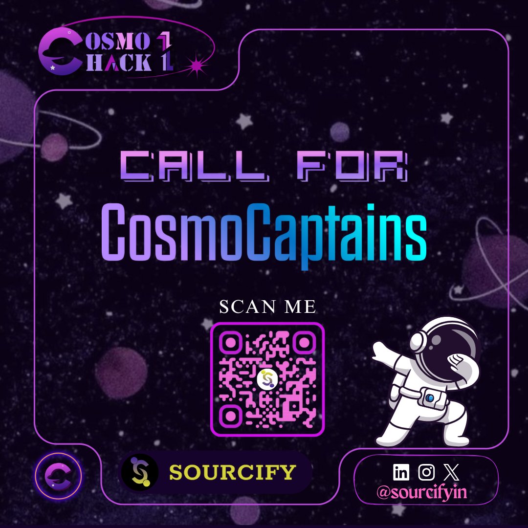 SourcifyIN's tweet photo. 🌟 Calling All Future Leaders! 🌟

Become a CosmoCaptain for COSMOHACK 1 — the first-ever virtual hackathon by SourcifyIN! 🚀

👉 Apply now: https://t.co/rtYsDXCdKp

Don’t miss this cosmic opportunity to shine! 🌌
#CosmoHack #Hackathon #TechCommunity #CosmoCaptain #Innovation https://t.co/PeaOmRtCzc