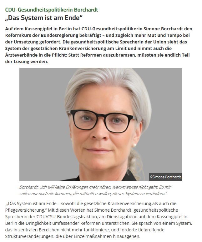 Die von mir im Jahr 2009 umfänglich dargelegte Dysfunktionalität des Gesetzlichen Krankenversicherungssystems wird inzwischen auch von der Berliner Politik erkannt. Gut so.

Anbei der Auszug einer heutigen Meldung des "Ärztenachrichtendienstes" - und ein Link auf mein