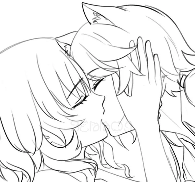 Just heard that today is International Lesbian Day so here is my contribution💋
Just a sketch, for now 🏃

#ciphlaea 

===

My commission 
Artist: not telling you, for now 🤫 