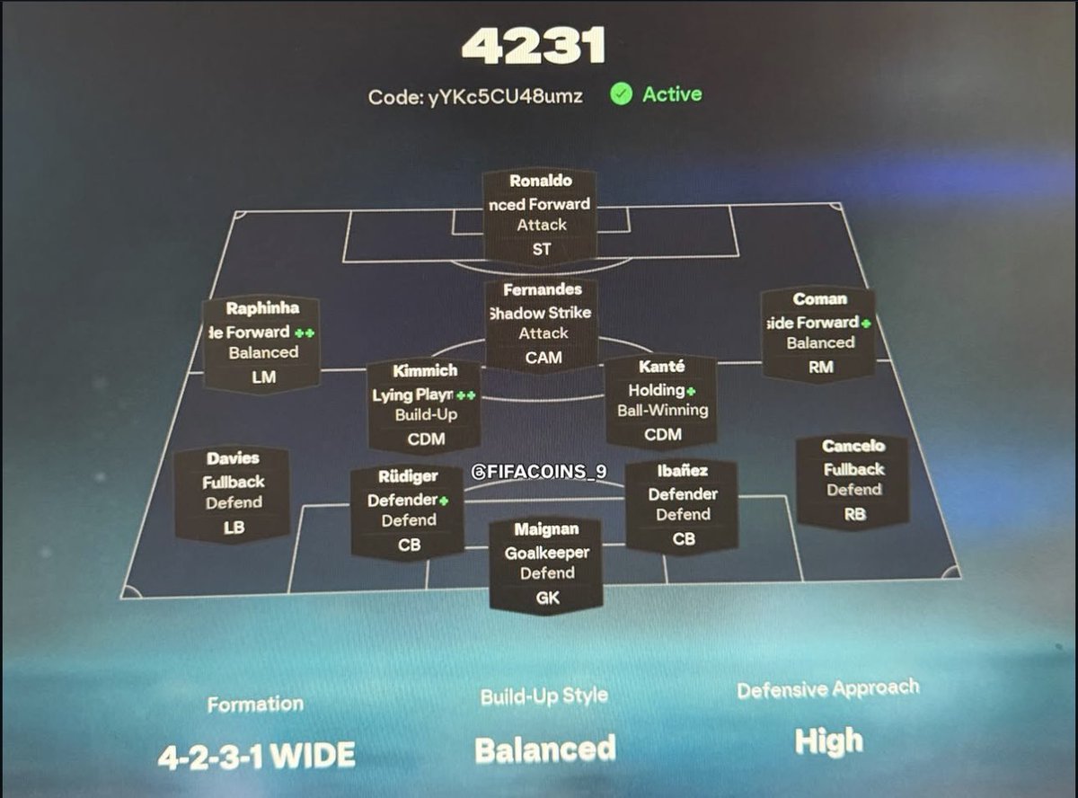 التكتيكات الافضل ف اللعبه الان ✍️📝📝🚨

جمعت لكم افضل 3 تكتيكات في FC26 🔥🔥☝🏻

• كود تكتيك 442 - F5fP%pVLPBDn 📌 
• كود تكتيك 4231 - yYKc5CU48umz 📌 
• كود تكتيك 4411 - %Jo4VySWYMKQ 📌 

احفظها عندك وجربها ممكن تعجبك 😎✅