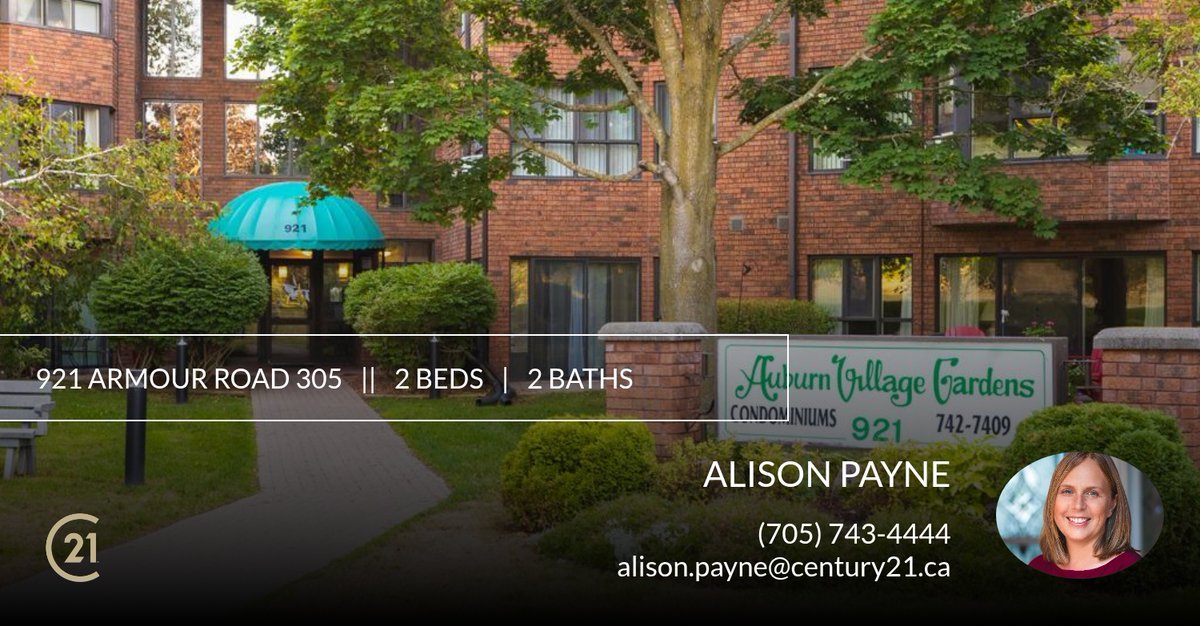 Want to avoid shovelling snow this winter?  Check out this condo!

Alison Payne
REALTOR®

705-761-2243
alison.payne@century21.ca
alisonpayne.ca homeforsale.at/921_ARMOUR_ROA…