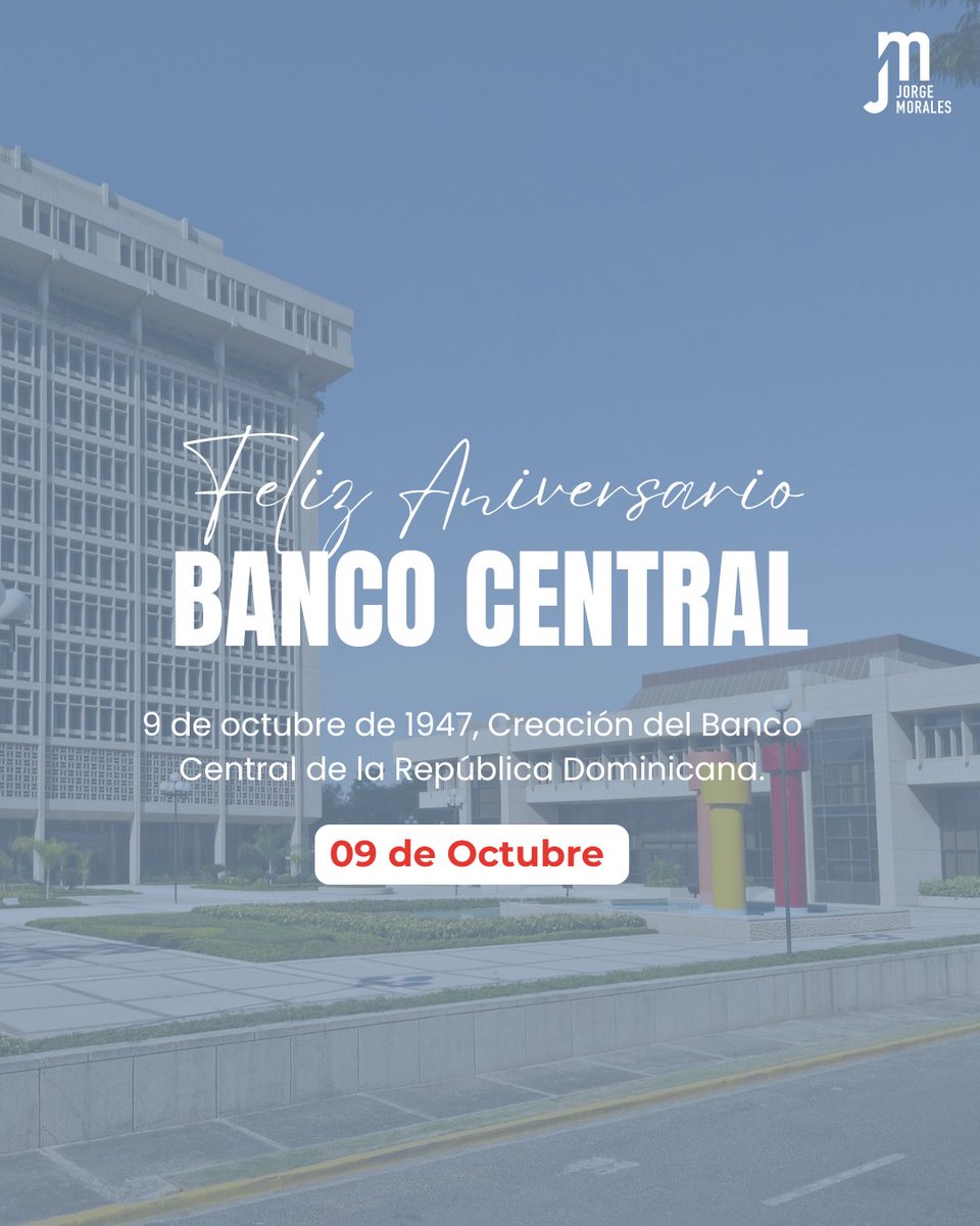 El 9 de octubre de 1947 nació el Banco Central de la República Dominicana, garante de la estabilidad, la confianza en nuestra moneda y el progreso económico de la nación. 

#BancoCentralRD #RepúblicaDominicana #9DeOctubre