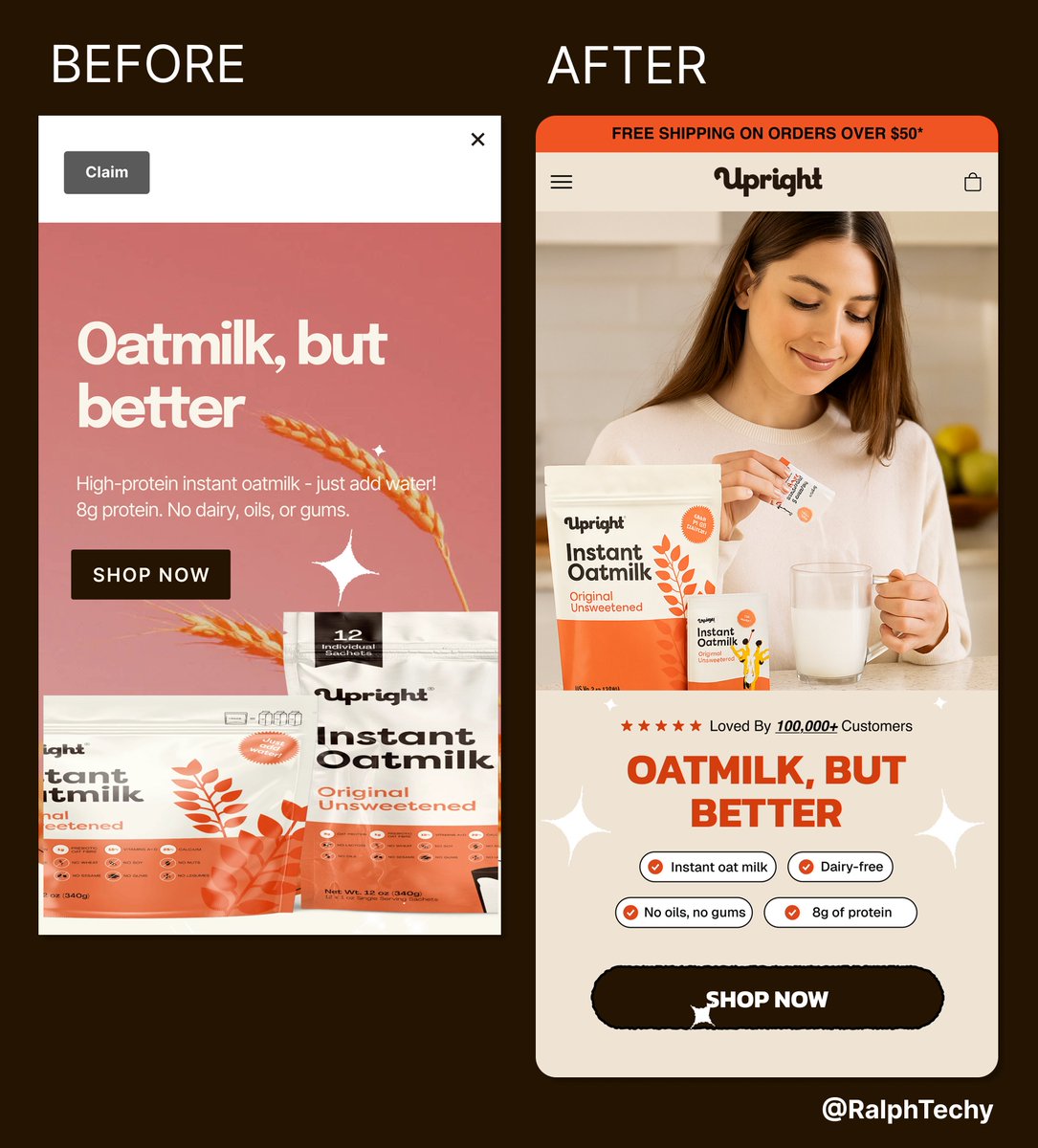 pen_craft03's tweet image. Ever moved one piece of furniture and the whole room felt new?
That’s what layout does.
Same copy. Same product.
New energy. New focus.
Design = invisible influence.
Before or After?👇
#WebDesign #VisualHierarchy #Figma #Shopify #LandingPageDesign #BeforeAfter