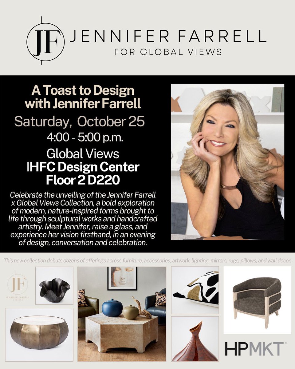 jfarrelldesigns's tweet photo. Join me at High Point for the unveiling of my new collection with @GlobalViews ! #LuxuryDesign #LuxuryFurniture https://t.co/E9nQzZpsDI