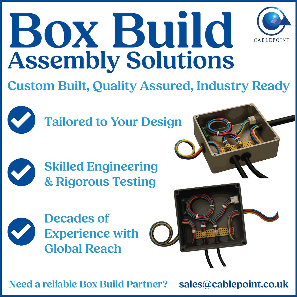 Cablepoint's tweet photo. Cablepoint builds custom box assemblies tailored to your specs - fully integrated, tested, and ready to install. With 30+ years of experience, our UK-based team delivers quality at scale.

Contact us for a quote: sales@cablepoint.co.uk https://t.co/gO9dtpyHxm

#BoxBuildAssembly https://t.co/ggM0rv8qeU