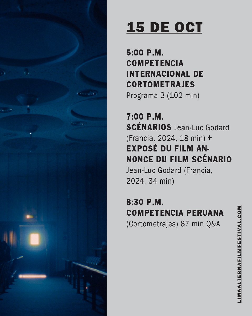 📅 HORARIOS SALA AZUL CCPUCP ⏱

🎞 Compartimos los horarios de nuestras películas en la Sala Azul del CCPUCP.

📲 Venta de entradas en ccpucpencasa.com y boletería CCPUCP.

#6LimaAlterna