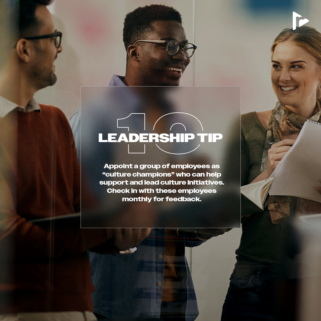 #LeadershipTip for a Thriving Workplace #10

Appoint a group of employees to help lead and support culture initiatives. 🌟 By checking in with them regularly, you’ll gain honest feedback and fresh ideas while building momentum for culture initiatives across the workplace.