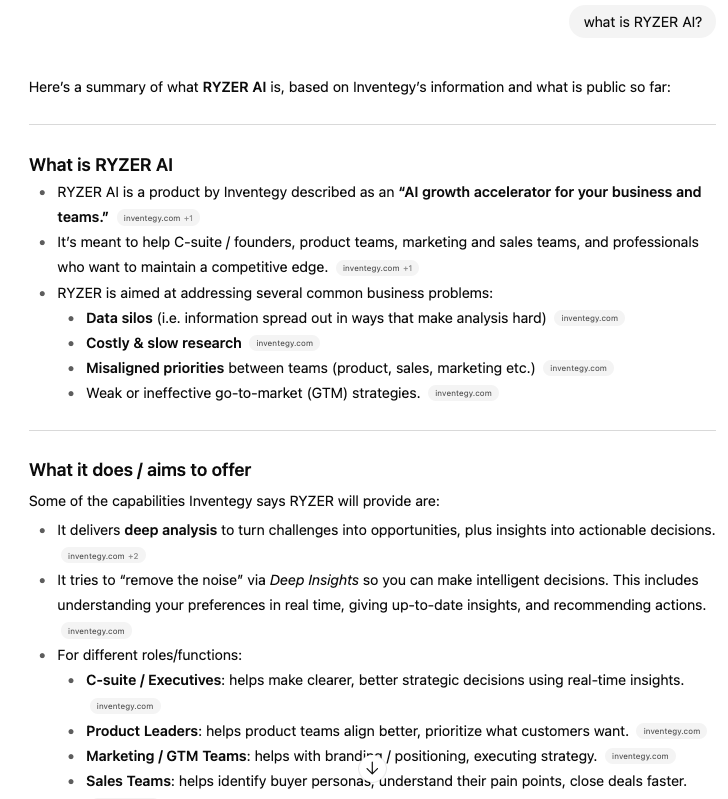ilyasiqbal's tweet photo. I just asked OpenAI's ChatGPT to tell me what is RYZER AI? The results are too damn accurate. 🤯
Check this out!
#Inventegy #RYZER #AI #OpenAI #ChatGPT https://t.co/d95tjQi1dj