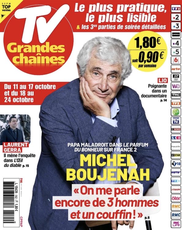 francetvpro's tweet photo. #LaPresseEnParle

À l’occasion de la diffusion de la série « Le parfum du bonheur », retrouvez en couverture 
@Bernier_Michele @Tele7jours 
@Michelboujenah @PrismaMedia 

▶️ Rdv ce soir à 21.10 sur #France2 pour les 2 premiers épisodes et dispo sur https://t.co/JqV7mXAWMw https://t.co/eTaBKVeper