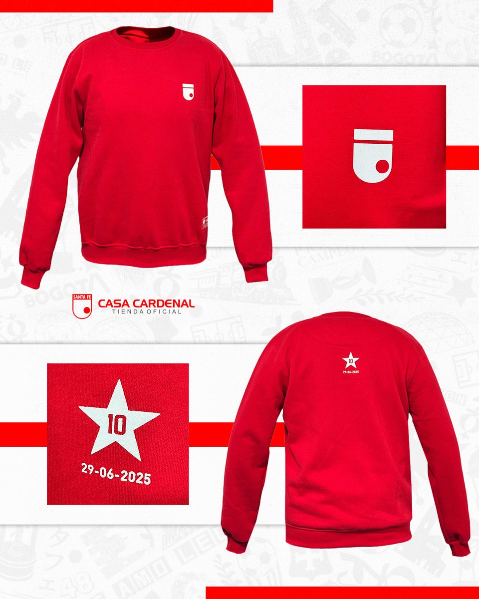 ¡Homenaje a la Décima del León! ⭐️🦁

Nuevo producto oficial de <a href="/SantaFe/">Independiente Santa Fe</a> 🇮🇩 disponible en las sedes de la Casa Cardenal y online 👉 acortar.link/bWfTTE