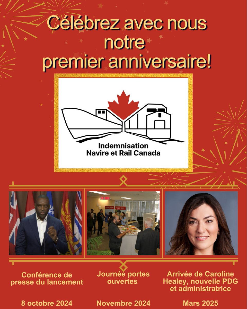 🎉 Aujourd’hui, nous célébrons 1 an sous le nom d’Indemnisation Navire et Rail Canada!

Notre mission : être facile à trouver et difficile à oublier. Mission accomplie? Qu’en dites-vous? 👇