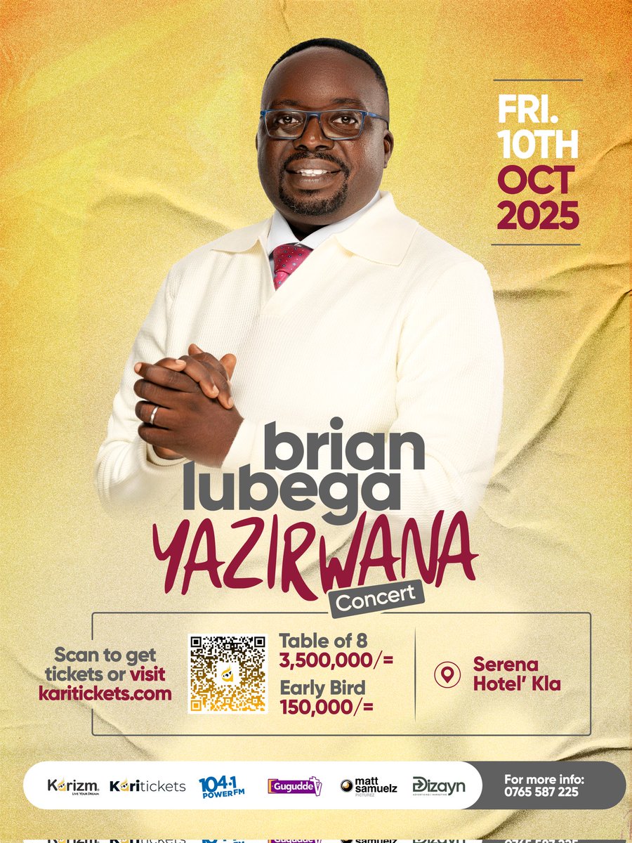 binababie30's tweet photo. Pastor Brain Lubega whose songs are sung in uganda church services and homes. He will be live in concert this Friday 10th October 2025 at Serena Hotel. Hope to see you there 🤩
#FridayPlot
#gospelmusic https://t.co/UvGPLI6Jlf