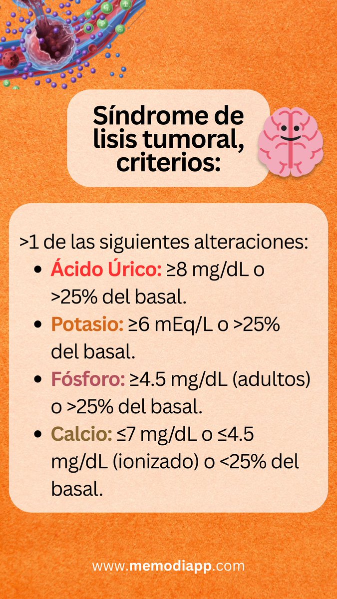 MemodiApp's tweet image. Estos son los criterios de síndrome de lisis tumoral, primero de Cairo y luego modificados por Howard.