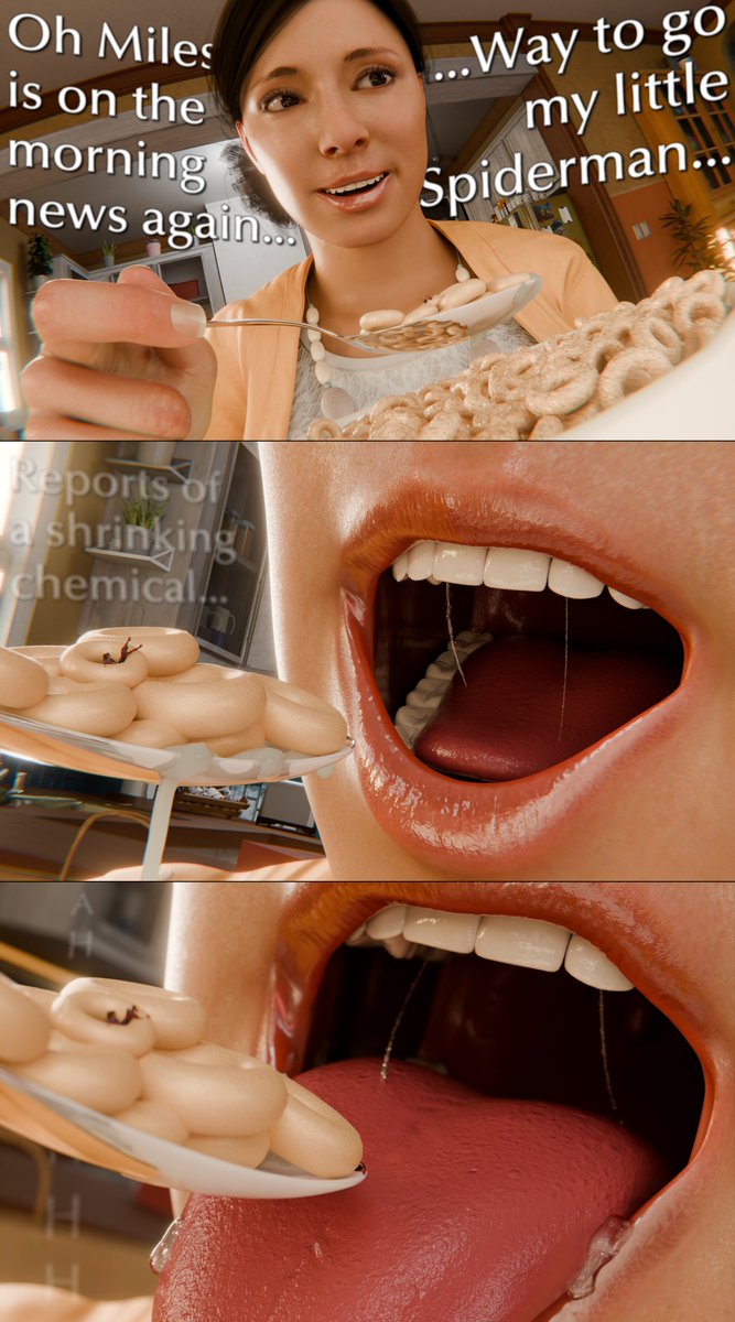 A Healthy Breakfast:

Rio always starts her day with a bowl of cereal and watching the news, however her cereal would have an added ingredient in the form of Miles and Phin...

#Giantess #SizeTwitter #Vore