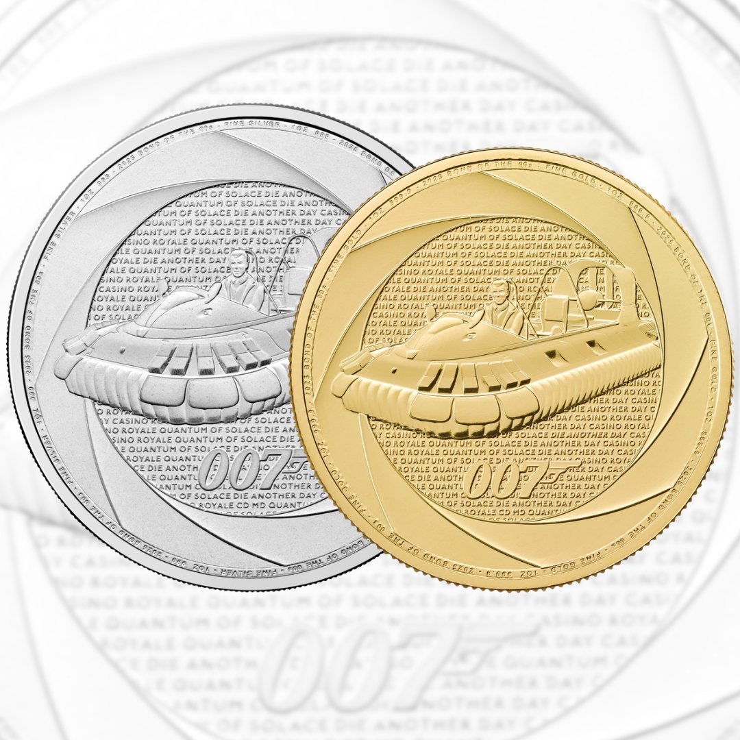 🎬 New Release – 2025 Six Decades of 007: Bond of the 2000s 🎬

Celebrating Bond’s 2000s era, featuring the hovercraft from Die Another Day.

Available now in 1oz gold &amp; silver.

 👉bullionbypost.co.uk/gifts/james-bo…

#JamesBond #BondCoins #GoldInvestment #SilverInvestment #BullionByPost