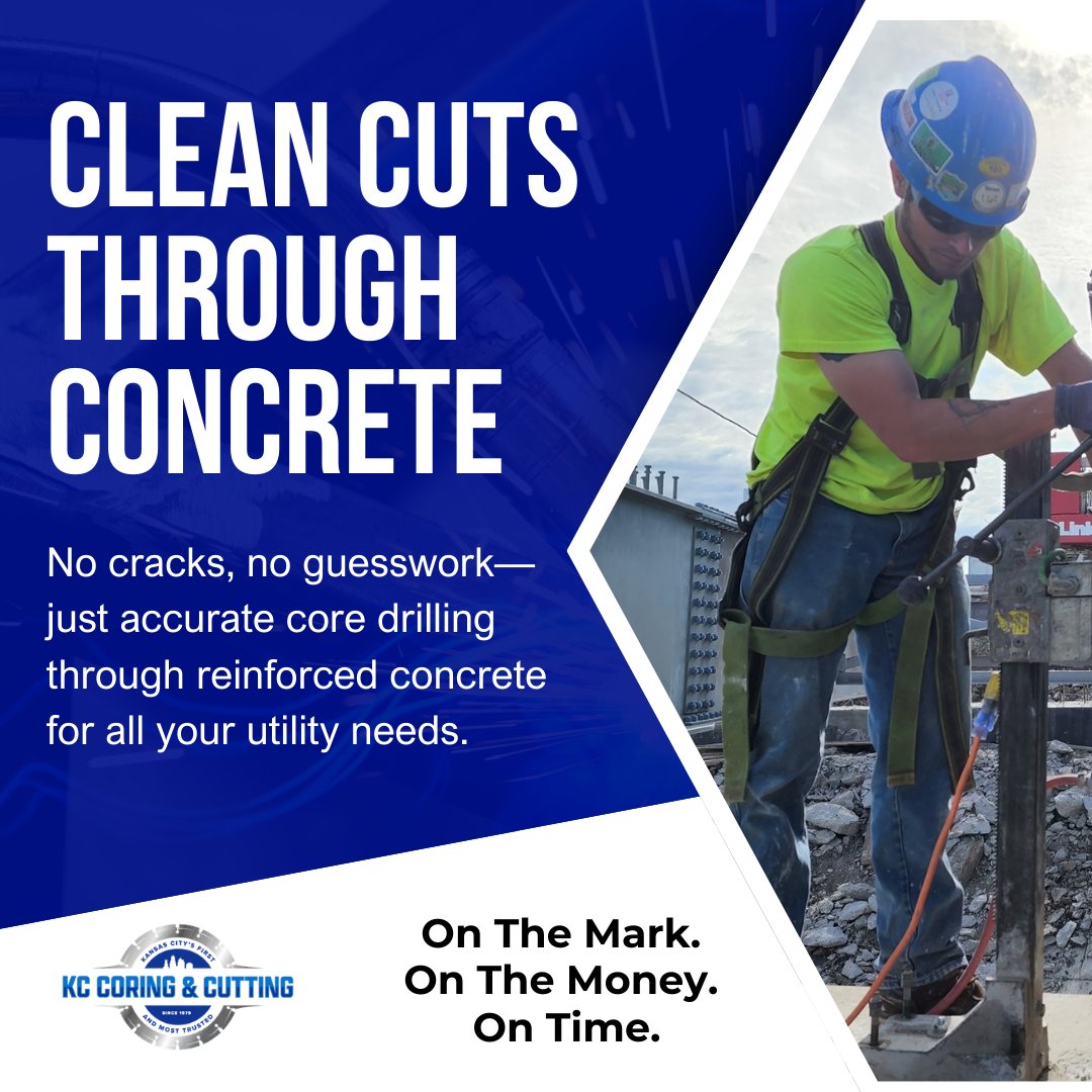CoringKc's tweet image. Need precise, circular holes in reinforced concrete for plumbing or HVAC? Core drilling achieves this without compromising structural integrity! 🛠️🔧 #KCCoring #KansasCity