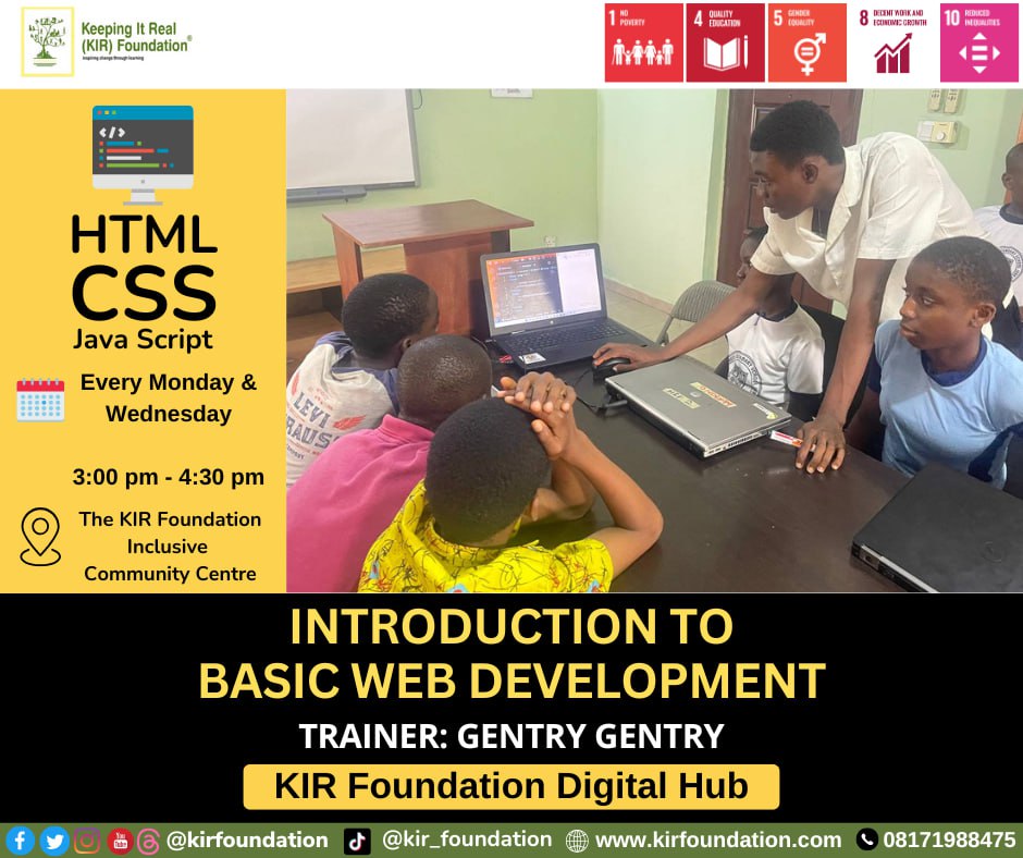kirfoundation's tweet image. 🎨💻It’s #TechWednesday at the KIR Foundation Digital Hub with @GentryGentry23!

Today, Success &amp;amp; 20 others will explore colors, borders &amp;amp; backgrounds, using HEX, RGB, &amp;amp; background images to design a creative “Poster Page.”🌈✨
We shape a tech-driven future. 🌍

#DigitalHub #SDG4