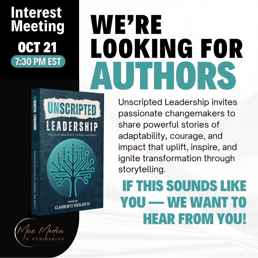 🚨 CALL FOR AUTHORS 🚨
Principals. Coaches. District Leaders.
Your frontline story matters. ✨
📅 Author Interest Meeting: Oct 21 | 6:30 PM CST / 7:30 PM EST
👉 growwithdrmac.com/unscriptedlead…

#SchoolLeadership #AuthorOpportunity