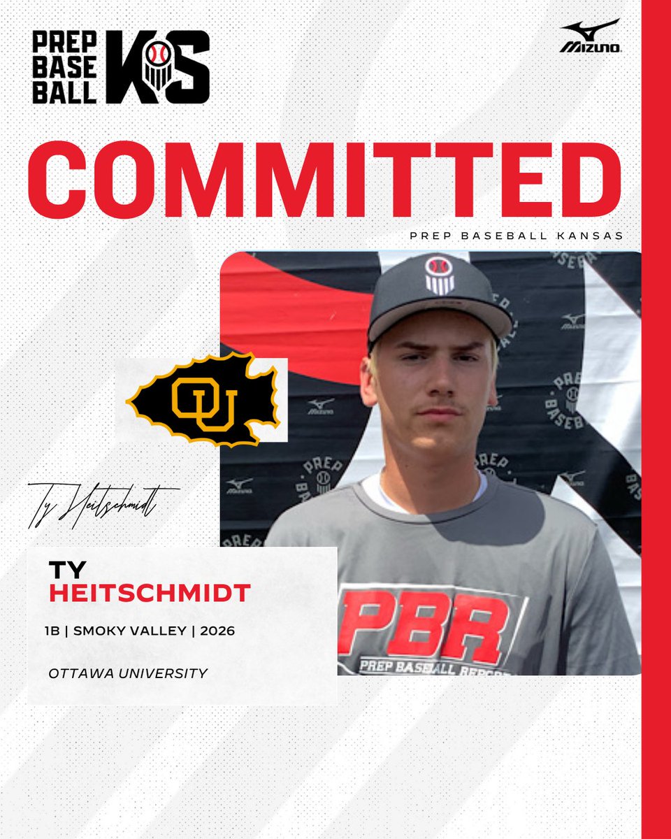 PrepBaseballKS's tweet photo. 1B Ty Heitschmidt (Smoky Valley, 2026) commits to Ottawa University

@TyHeitschmidt15
@Ottawa_Baseball

👤: https://t.co/6wVdWG1WvE https://t.co/ykona8LUA1