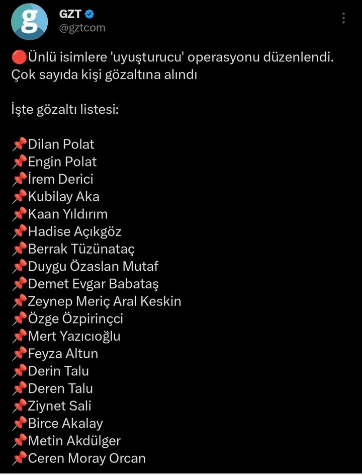 Ünlü isimlere uyuşturucu operasyonu