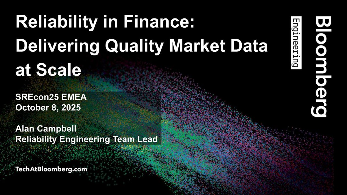 TechAtBloomberg's tweet image. #ReliabilityEngineering Team Lead Alan Campbell of our Dublin 🇮🇪 Office explores how our #SREs build, monitor &amp;amp; evolve systems to ensure high-quality data delivery amidst global financial market turbulence during his #SREcon25 EMEA talk (13:50 IST)
bloom.bg/3VOl5zX
#srecon
