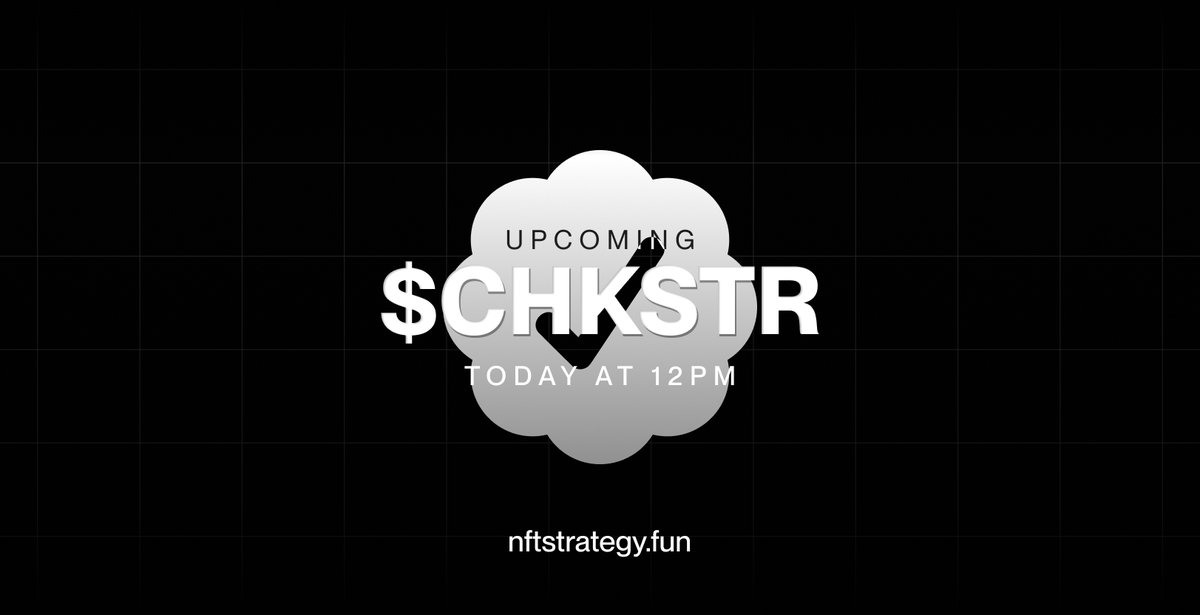 $CHKSTR will launch at 12pm EST      

Reminder: the buy tax will start at 99% and drop 1% each minute.

We are also trying out new NFT floor-purchasing logic for this release.