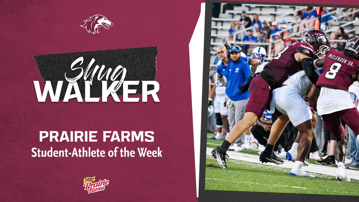 Our Prairie Farms Student-Athlete of the Week is linebacker Shug Walker from <a href="/SIU_Football/">Saluki Football</a>! 🏈

Shug had a career-high 12 tackles in Saturday's win over Indiana State, and was named the MVFC Defensive Player of the Week on Monday! 👏

#Salukis | <a href="/shugwalker2/">Shug Walker</a>