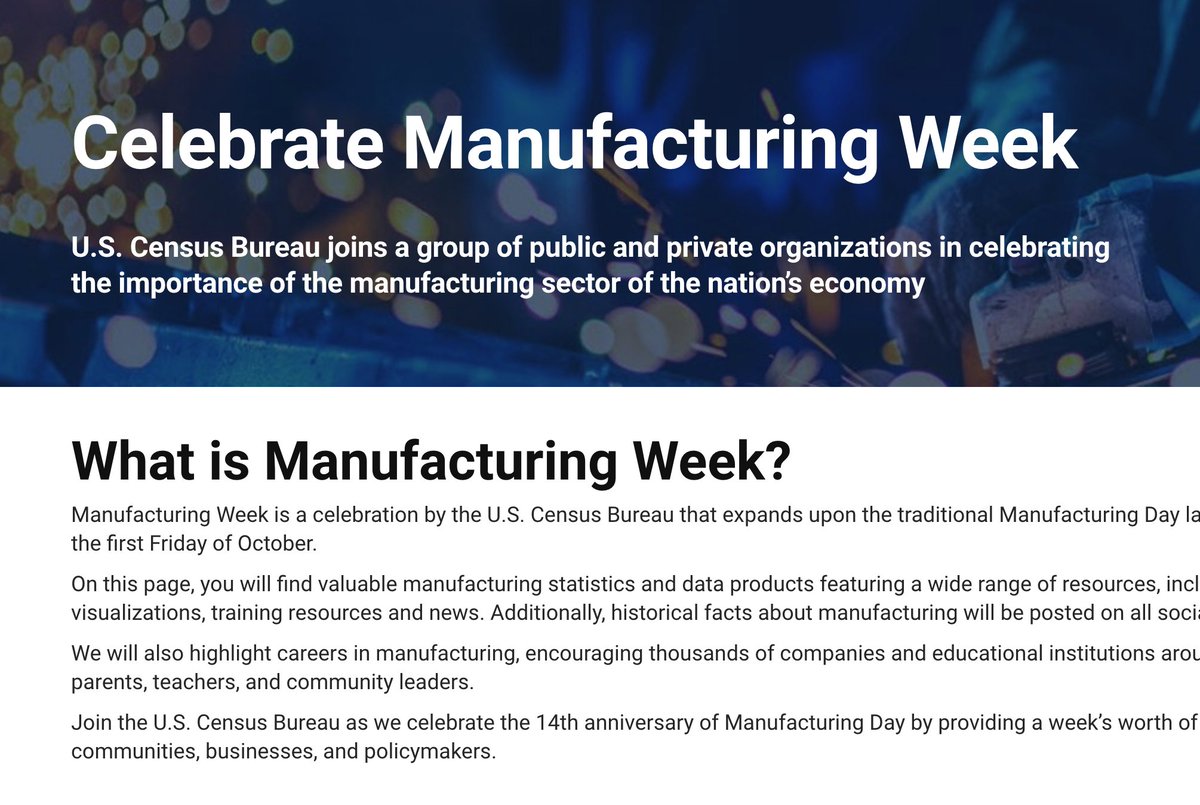 census.gov/topics/busines…  An excellent source of information on all things Manufacturing! We're thrilled to be part of this powerful, necessary industry daily making a massive impact for good in our communities, states and our great nation.