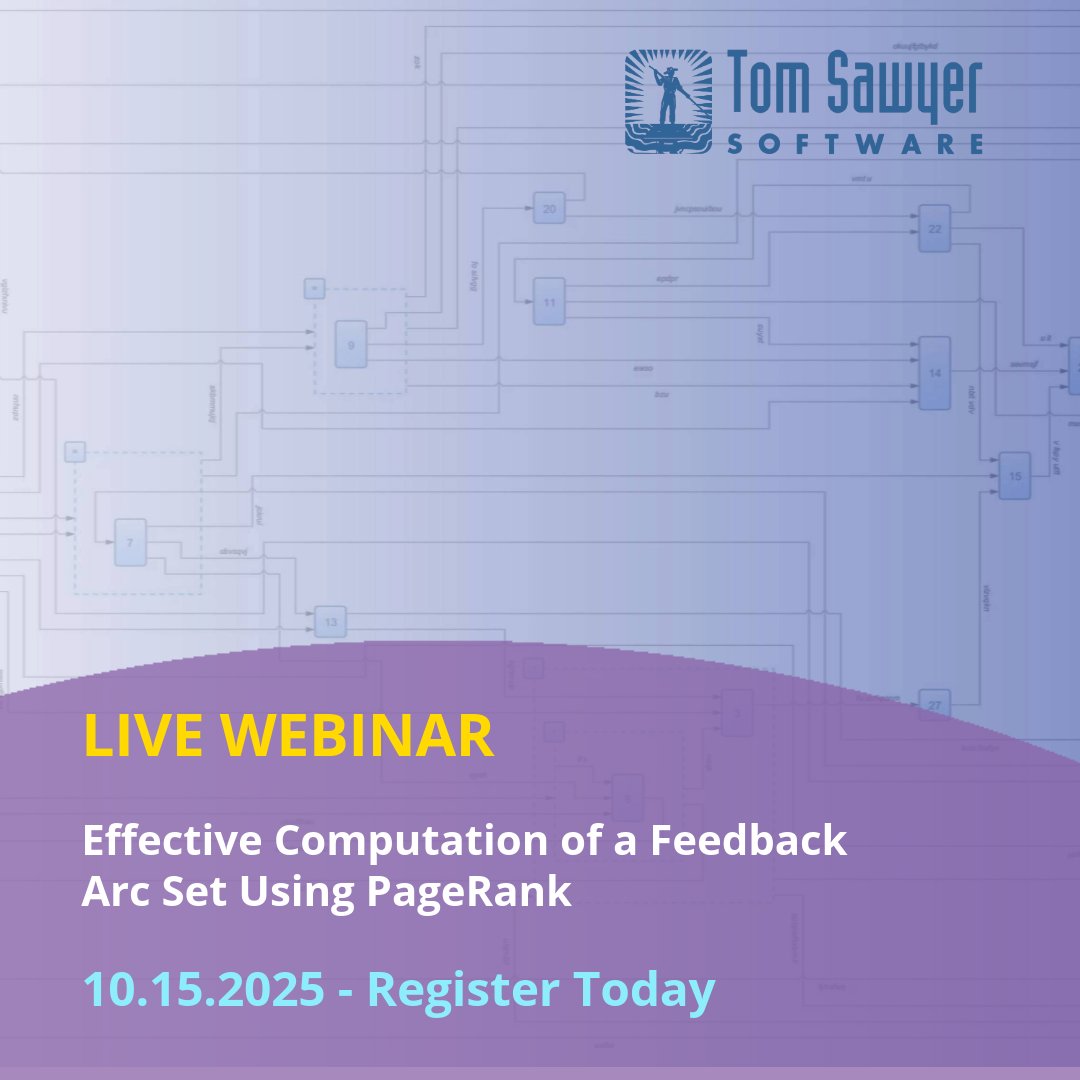 TSawyerSoftware's tweet image. You're invited: "Effective Computation of a Feedback Arc Set Using PageRank." Join our live webinar with special guest Professor Ioannis Tollis.
🕰️ 9am 10/15/25
🆓 Register bit.ly/479TzDg
#GraphLayout #PageRank #Algorithm #Webinar #TomSawyerSoftware #GraphVisualization