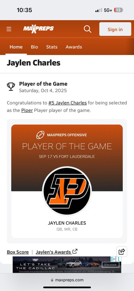 jaylen954's tweet image. This has been an exciting season thus far! 

On the defensive side:
- 1 solo tackle
- 2 tackles
- 3 Int return for 31 yards
- 4 pass deflections

Offensive side:
- 1 TD Pass
- 19 carries for 164 yards
- 3 rushing TDs
- 3 receptions for 119 yards
- 1 receiving TD
@MaxPreps #ath