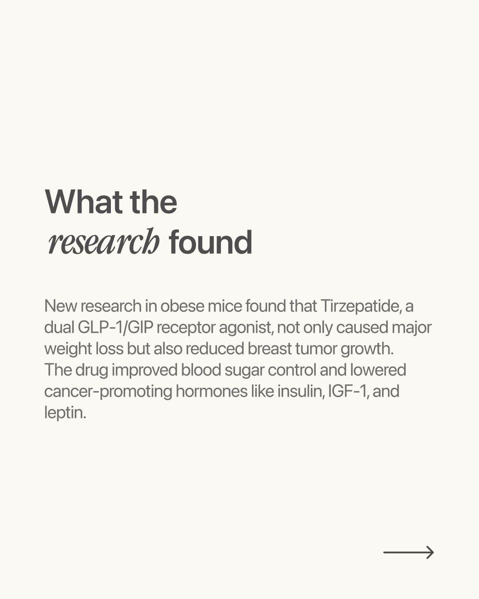 dardocofficial's tweet photo. Can weight-loss drugs fight cancer? 🧬
UNC research shows Tirzepatide not only drove major weight loss in obese mice but also reduced breast tumor growth — by lowering cancer-promoting hormones and improving blood sugar control.

#CancerResearch #Tirzepatide https://t.co/KqFKa7ka5B