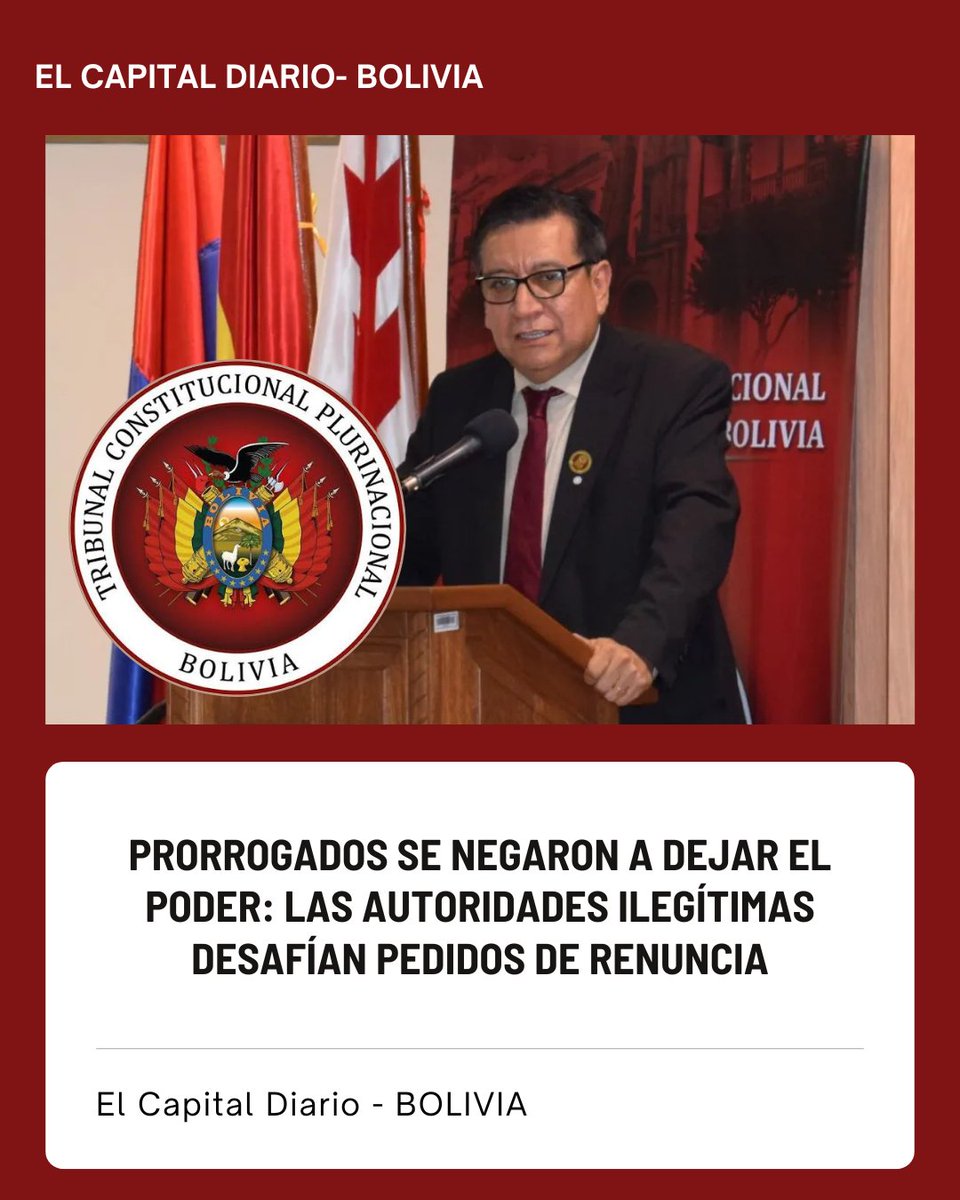 ElCapitalDiary's tweet photo. 🚨🇧🇴 | Los magistrados “autoprorrogados” del Tribunal Constitucional Plurinacional dejaron en claro que no tienen intención de abandonar sus cargos pese al creciente rechazo institucional y ciudadano. Amparados en una declaración constitucional que ellos mismos avalaron. https://t.co/DMRWBo80jy